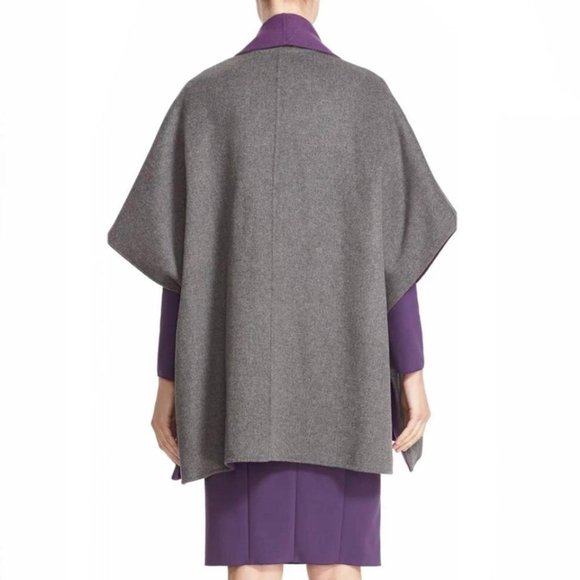 ✅#252A NWOT Armani Collezioni Purple Reversible Wool Cashmere 2 Poncho/Cape! - Picture 8 of 12